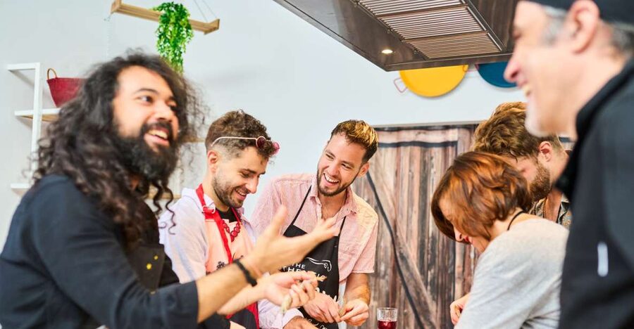 Barcelona: Paella Cooking Class with Market Visit and More - The kitchen setup: where you go from ingredients to a real paella pan