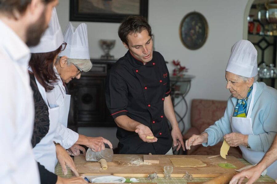 Catania: Cooking class set in a sea front historic villa - Ricotta cream and cannolo technique at the end of the lesson