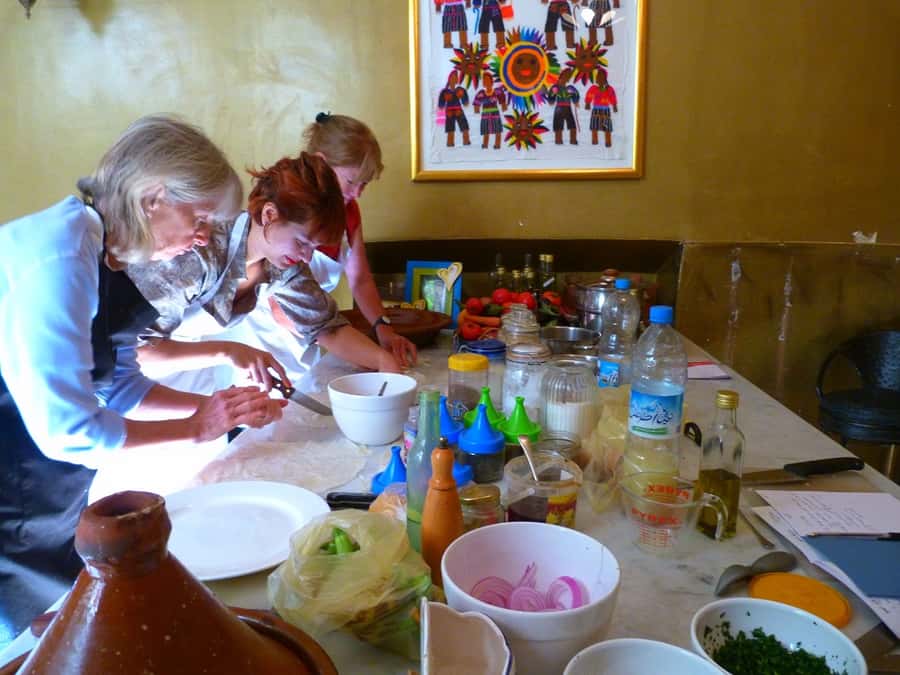 Edgy 8 Dish Private, Fusion Cooking Class, Menu Plan, Market - Market time in the souk: mint aromas, mint slaps, and choosing produce like a cook