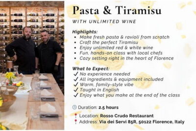 Florence: Pasta & Tiramisu Cooking Class with Unlimited Wine - Rolling fresh pasta: what you actually learn in 3 hours