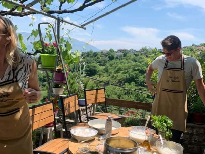Gjirokastër: Traditional Albanian Vegetarian Cooking Class - The group meal: paired drinks, conversation, and slow finishing