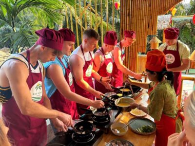 Hoi An: Basket Boat with Lantern-Making & Cooking Class Tour - Phu Lanh Travel welcome break and the village stop by the coconut palms
