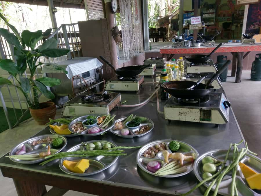 Krabi: Evening Thai Cooking Class at Ya's Cookery - The end of class: eat your Thai dinner right away