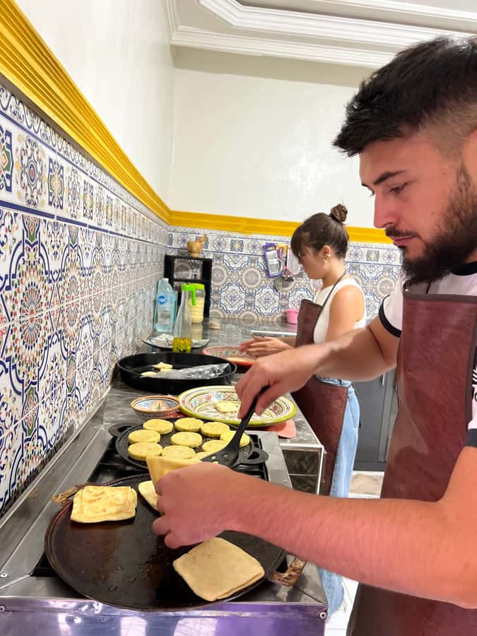 Marrakech: Traditional Moroccan Crepes & Bread Cooking Class - Msemen: learning the fold-and-fry texture