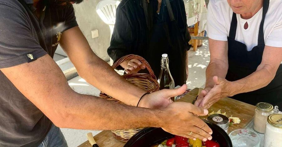 Melanes: Naxos Perivoli Farm & Cooking Class with Wood Fire - Entering Perivoli Naxian Farm in Melanes: animals, eggs, and the easy pace