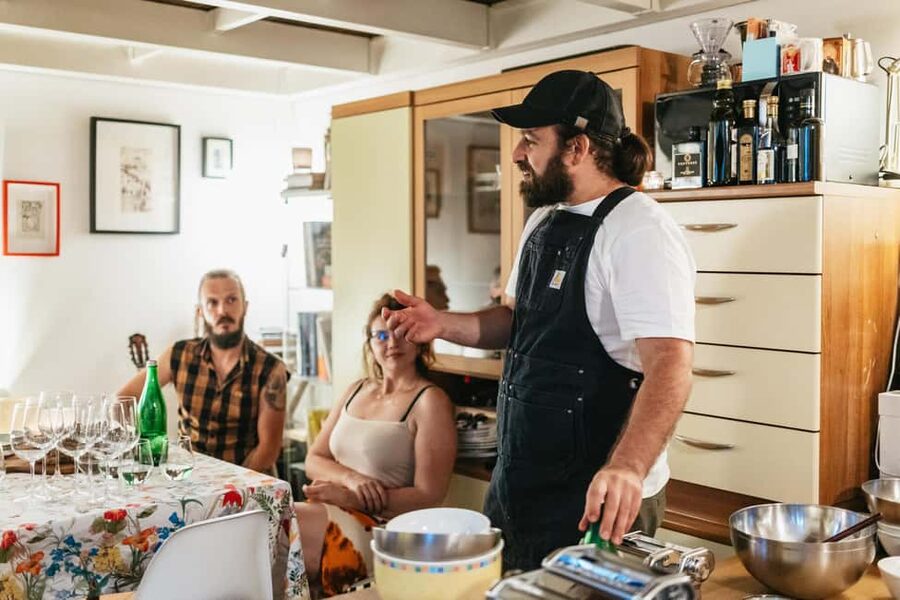 Milan: Pasta & Tiramisu Cooking Class with Premium Products - The family-style meal and wine: your work becomes dinner