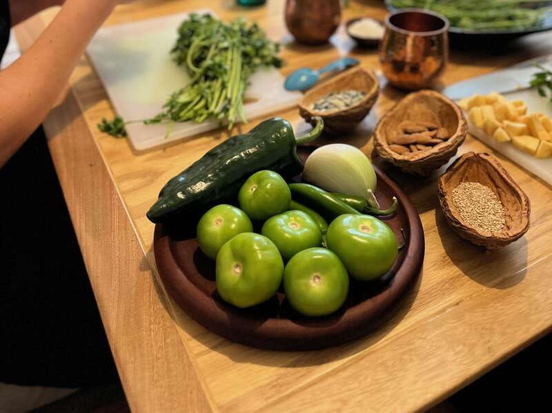 Muchos moles: Multi-variety mole cooking class and feast - The green mole change-up: crisp leaves and a fresher bite