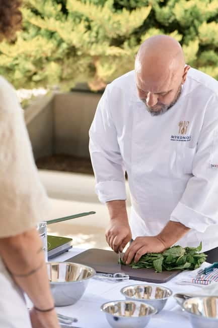 Mykonos: Hands-On Cooking Class with a Professional Chef - Eating Together: Refreshments, Stories, and Leaving Full