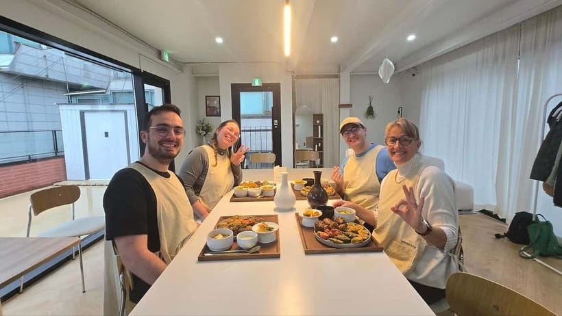 Seoul: Cooking Class and Tour with Michelin-Trained Chef - Makgeolli and dinner-table conversation: The meal part lands