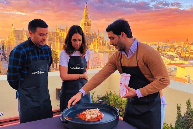 Sevilla: Rooftop Paella Cooking Class & 30-minute expert Q&A - A sunset rooftop dinner where you actually cook
