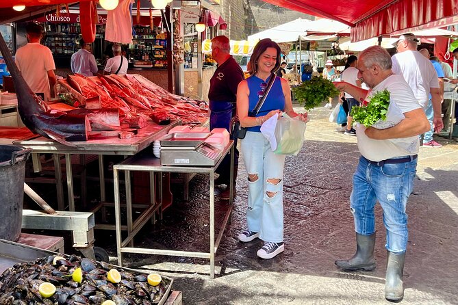 Sicilian Cooking Class in Catania's Historic Center with Mariella - Market tour option: shop for seafood and produce near Piazza Duomo