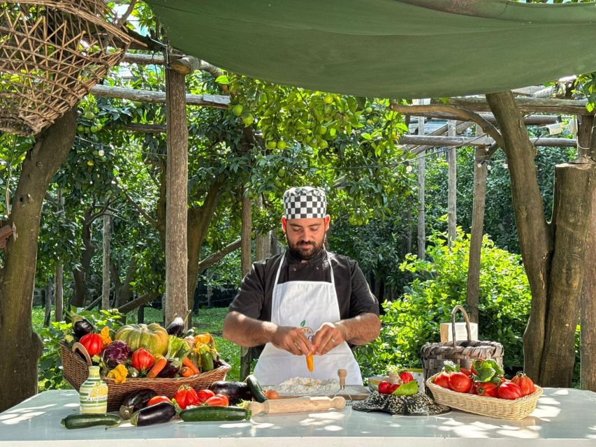 Sorrento: Authentic Italian Cooking Class in a Citrus Grove - Tasting lunch under a pergola: wine, limoncello, and judging your own dish