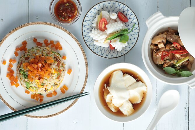 Taiwanese Gourmet Cooking Class in Taipei - The menu: mullet roe fried rice, three-cup chicken, five-taste squid, and tofu pudding