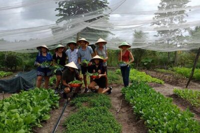 Unique farm to Table cooking class in Saigon - The farm arrival: hats, baskets, and an organic garden tour